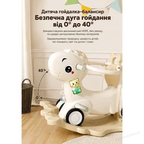 Дитяча коник-гойдалка з музичною колонкою 3в1 Rony кавовий, фото 5