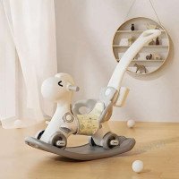 Лошадка-качалка с подсветкой 3в1 Glowy серо-белая