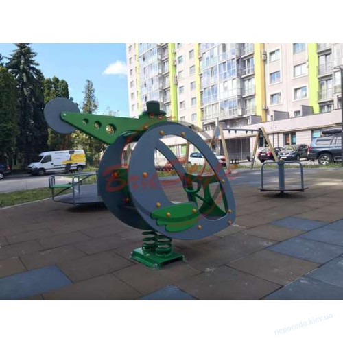 Детская качалка «Вертолет» уличные детские качели на пружине, фото 4