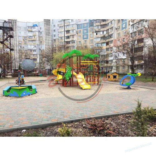Детская качалка «Вертолет» уличные детские качели на пружине, фото 6