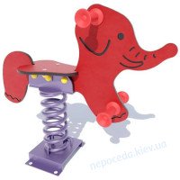 Детская Качалка на пружине Слон красный из пластика