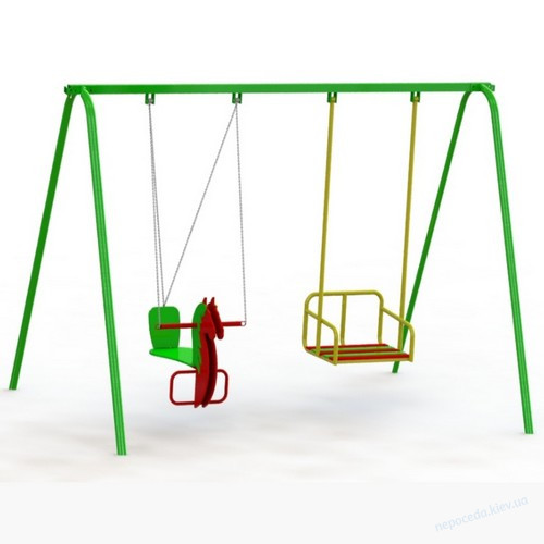 Уличные детские качели металлические Лошадка