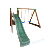 Площадка з качелями, горкой для спуска и лавочкой в тонировке PRO