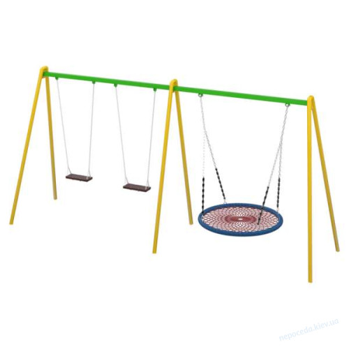 Качели Triple Fun Metal уличный на 3 места с сидушкой Гнездо, фото 1