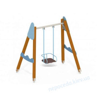 Детские качели на деревянном каркасе одинарные уличные