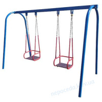 Детские качели двойные металлические подвесные на цепях уличные