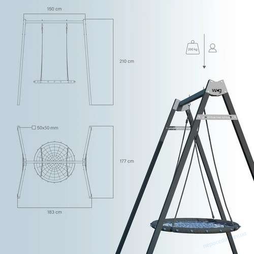 Каркас-стойка для подвесных качелей WCG 1 Play Frame одноместная, фото 2