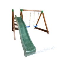 Площадка з качелями, горкой для спуска и лавочкой в тонировке PRO