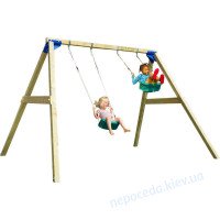 Детские игровые деревянные качели уличные