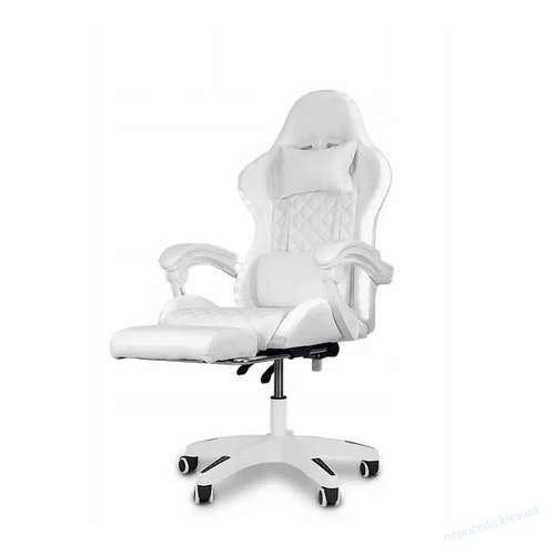 Игровое поворотное кресло с RGB LED и подставкой для ног SPARTA белое, фото 6
