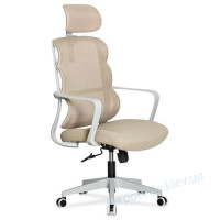 Кресло Easy Beige на колесах с подлоконниками и подголовником