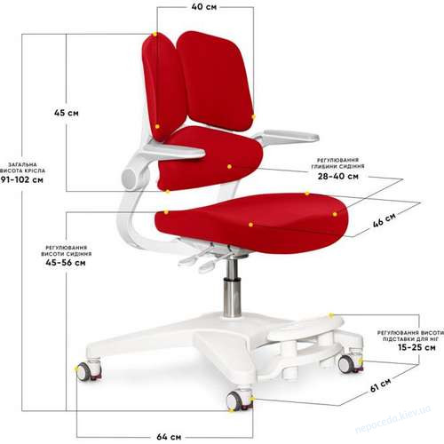 Дитяче крісло Trident Red з потрійною анатомічною спинкою, фото 1