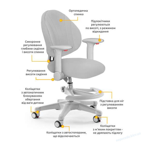 Детское кресло с подножкой Evo-kids Mio цвет серый, фото 1