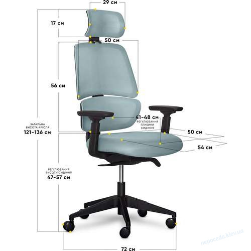 Крісло Mealux Leo Air Plus Grey/Blue, фото 1