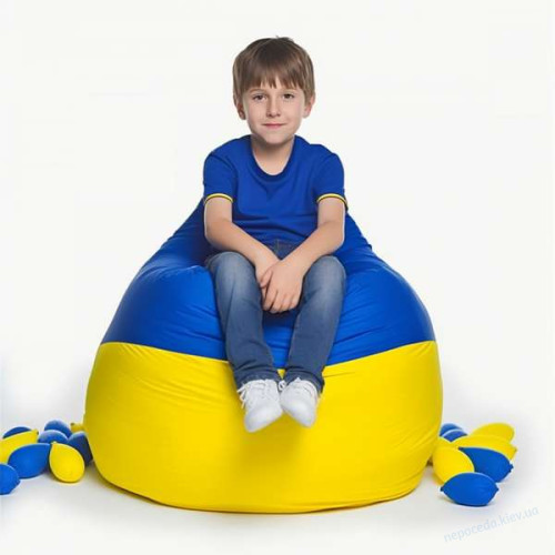 Крісло мішок жовто-блакитне розмір середній оксфорд, фото 1