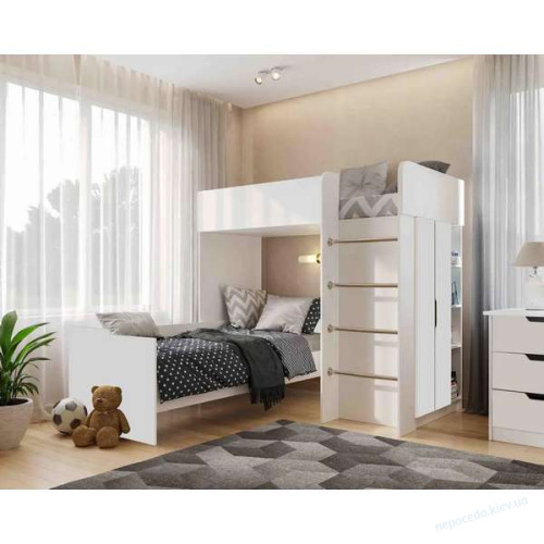 Детская кроватка Чердак Bed Room 3 корпус Белый со шкафом и лесенкой, фото 7