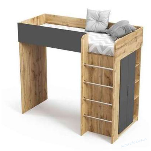 Кровать Чердак детский Bed Room 3 корпус дуб Тахо со шкафом и лесенкой, фото 3