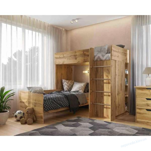 Кровать Чердак детский Bed Room 3 корпус дуб Тахо со шкафом и лесенкой, фото 6