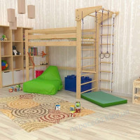 Кровать чердак (babyson 11) 80x190см со шведскаой стенкой для подростков