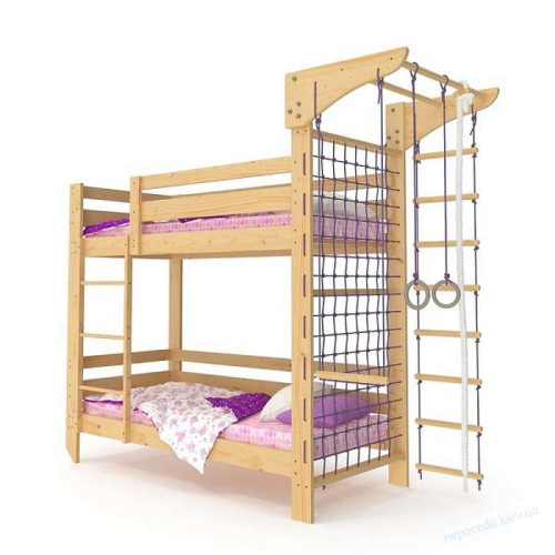 Двоярусне спортивне ліжко дерев'яне (babyson 8) 80x190см, фото 4