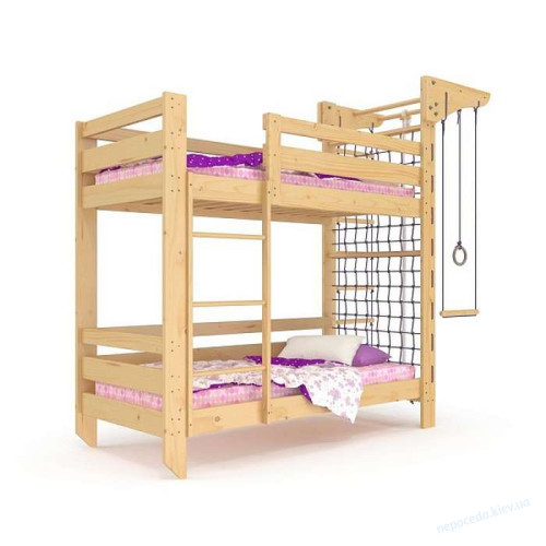 Двоярусне спортивне ліжко дерев'яне (babyson 8) 80x190см, фото 3