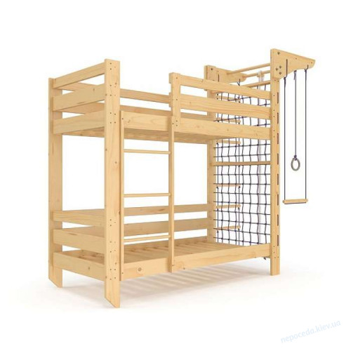 Двоярусне спортивне ліжко дерев'яне (babyson 8) 80x190см, фото 1