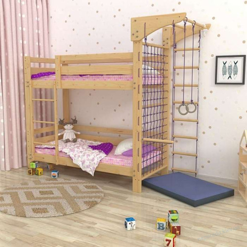 Двоярусне спортивне ліжко дерев'яне (babyson 8) 80x190см