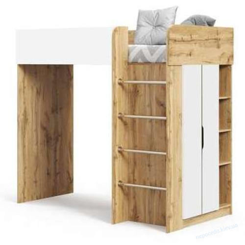 Кровать Чердак детский Bed Room 3 корпус дуб Тахо со шкафом и лесенкой, фото 2