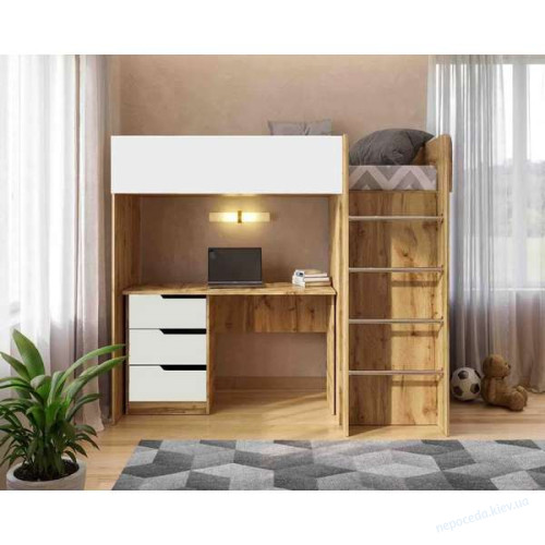 Кровать Чердак детский Bed Room 3 корпус дуб Тахо со шкафом и лесенкой, фото 5