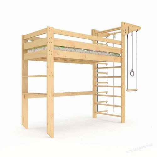 Ліжко горище (babyson 11) 80x190см зі шведською стінкою для підлітків, фото 2