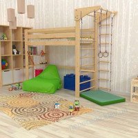 Кровать чердак (babyson 11) 80x190см со шведскаой стенкой для подростков