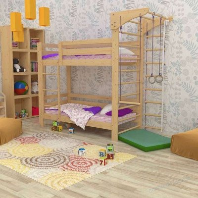 Спортивне ліжко двоярусне (babyson 9) 80x190см в дитячу