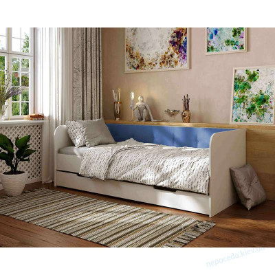 Диван ліжко Valencia 190х90 з ящиком велюр Sky Blue дитячий