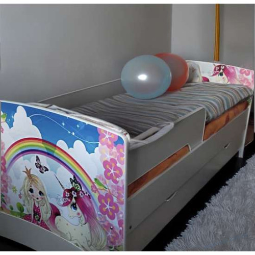 Детская кроватка Kinder-Cool с ящиком Принцесса и радуга, фото 6