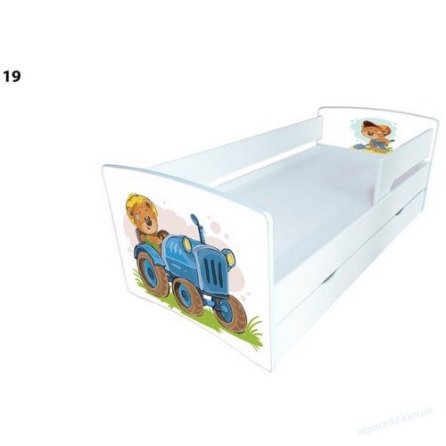 Кровать для мальчика "Мишка на тракторе" с ящиком Kinder Cool