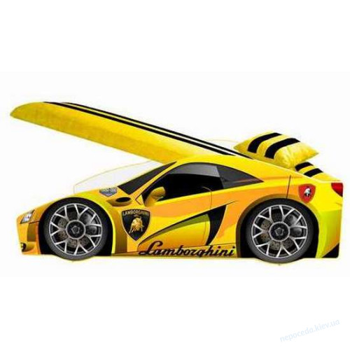 Машинка кровать для мальчика желтая Lamborghini Элит 70x150 + матрас, фото 1