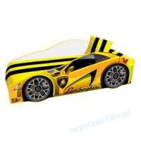 Машинка кровать для мальчика желтая Lamborghini Элит 70x150 + матрас