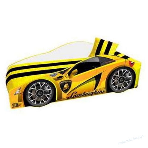 Машинка кровать для мальчика желтая Lamborghini Элит 70x150 + матрас