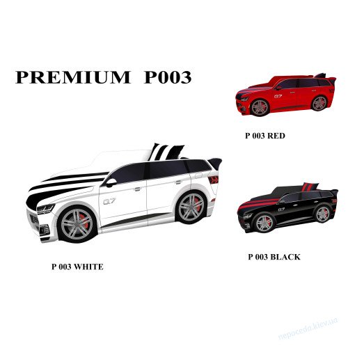 Кровать машинка джип Premium Q7 белая с матрасом, фото 2