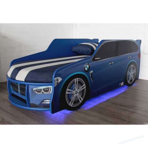 Кровать машина детская Range Rover BMW с подсветкой синяя