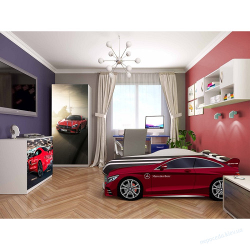 Детская кровать машина SPACE Mercedes-BENZ красная, фото 3