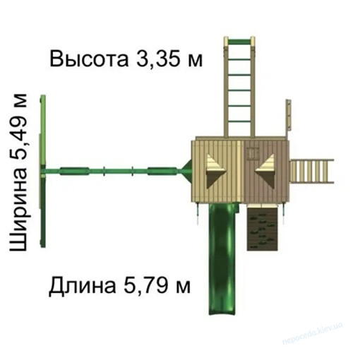 Площадка игровая с домиком и дополнением рукоходом "Люкс-3", фото 1