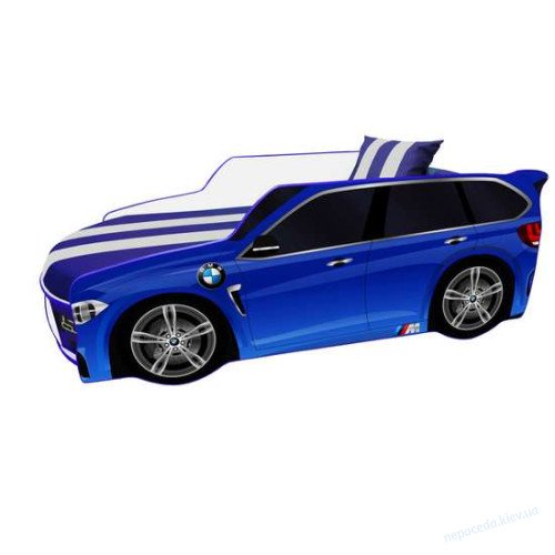 Кровать синяя BMW с матрасом