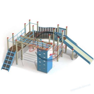 Спортино-игровая площадка для детей Переход с баскетбольным щитом