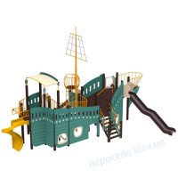 Детский игровой комплекс Корабль Гермиона с винтовым спуском