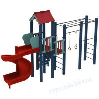 Детский комплекс Котик с пластиковой горкой спираль