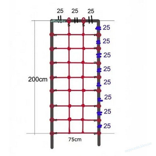 Сітка для лазіння c S-Hook 0,75 * 2 м червона