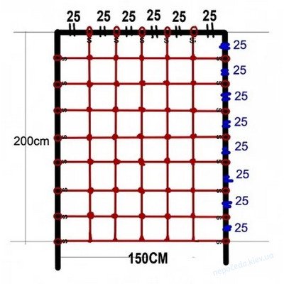 Гладиаторская сетка для лазанья 200x150 cм S-Hook для игровых комплексов