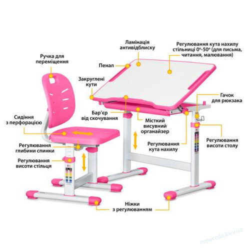 Детский комплект парта и стул Evo-kids Evo-06 Ergo девочке, фото 1