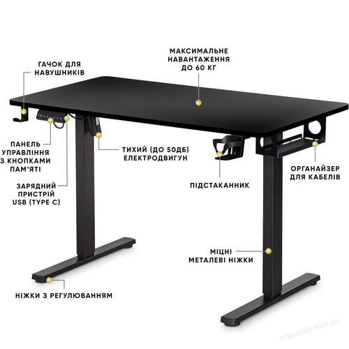 Стол с электрорегулировкой высоты PowerDesk Lite Black, фото 1